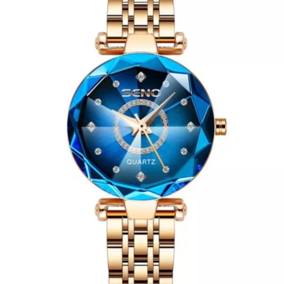 Seno Ocean Star Steel Band Women's Watch Fashion Crystal Ladies Quartz - Picture 4 of 9